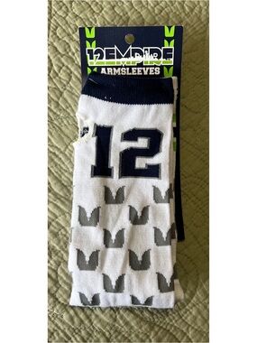 Seattle Seahawks 12 Empire White & Navy Arm Sleeves